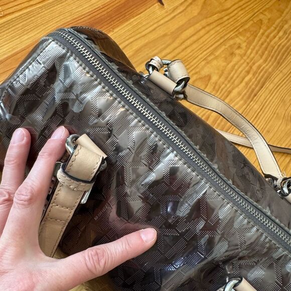 MICHAEL KORS Grayson Metallic Silver Satchel Purse and Matching Wallet - Picture 9 of 16